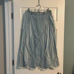 GLORIA VANDERBILT denim patchwork maxi skirt (sz 8)